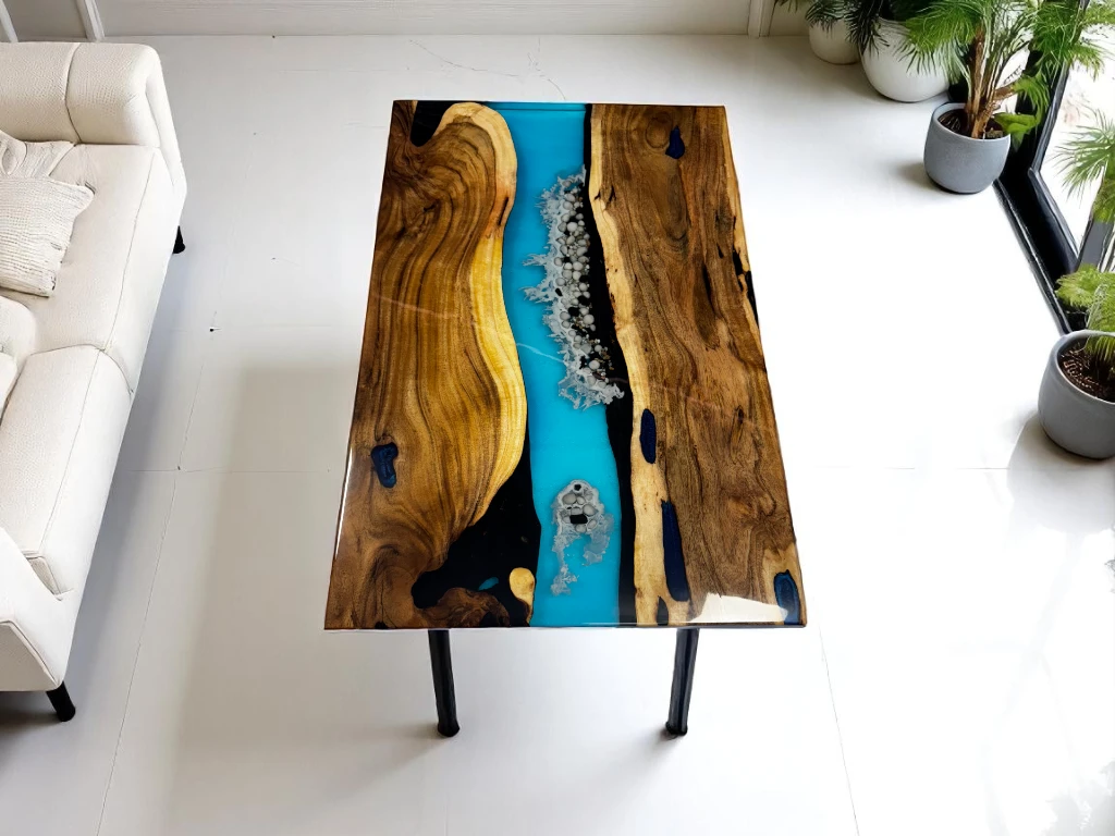 Handcrafted Blue Epoxy Resin Dining Table Masterpieces